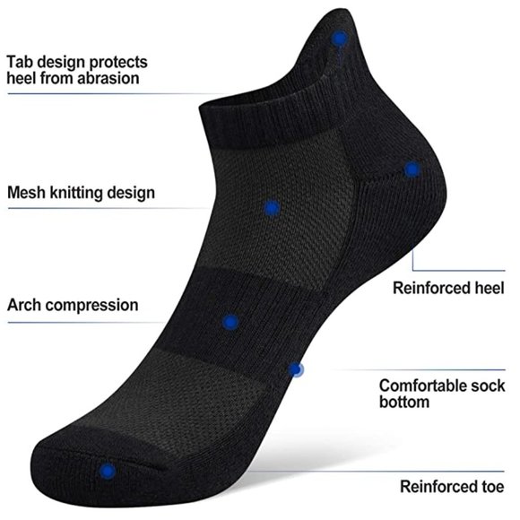 2 PAIRS Ankle Athletic Running Cushion Tab Socks - Picture 1 of 6